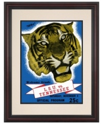 The Tennessee Volunteers weren't scared of LSU's fiercest competitor, Mike the Tiger, and shredded his team at the 1939 game. Despite the loss, Mike is still an invaluable addition to your college football tradition. This restored program cover is matted and framed for Tigers fans. The Tennessee Volunteers weren't scared of LSU's fiercest competitor, Mike the Tiger, and shredded his team at the 1939 game. Despite the loss, Mike is still an invaluable addition to your college football tradition. This restored program cover is matted and framed for Tigers fans.