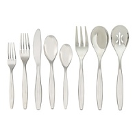 Offered for the first time in a set, the Grace Flatware is understatedly elegant - and a joy to eat with. On each piece, rounded stems taper and then blossom into simple, elegant tines and concave curves. Slight indentations bedeck the stems, like ripples on a calm lake, and for added visual interest, the larger serving pieces are perfected by curlicue cut-outs.· Offered for the first time in a set, the Grace Flatware is understatedly elegant - and a joy to eat with. On each piece, rounded stems taper and then blossom into simple, elegant tines and concave curves. Slight indentations bedeck the stems, like ripples on a calm lake, and for added visual interest, the larger serving pieces are perfected by curlicue cut-outs.·