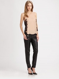 Finespun, silk-blend top with a modern front overlay, finished with contrasting lace trim and a back keyhole detail. CrewneckSleevelessLace-trim backBack keyhole closureFully lined60% cupro/40% silkDry cleanImportedModel shown is 5'9 (176cm) wearing US size 0. Finespun, silk-blend top with a modern front overlay, finished with contrasting lace trim and a back keyhole detail. CrewneckSleevelessLace-trim backBack keyhole closureFully lined60% cupro/40% silkDry cleanImportedModel shown is 5'9 (176cm) wearing US size 0.