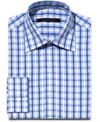 Pair your patterns for extra punch. This shirt from Sean John will put your micro-plaid skinny tie to work.