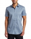 Calvin Klein Sportswear Men's Short Sleeve Roll Up Printed Poplin Woven Shirt