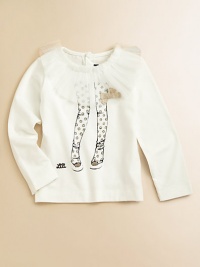 A beautiful, ballerina-inspired top with tutu neckline, back buttons and dancer legs print.Crewneck with tutuLong sleevesBack buttons56% cotton/40% modal/4% elastaneMachine washImported Please note: Number of buttons may vary depending on size ordered. A beautiful, ballerina-inspired top with tutu neckline, back buttons and dancer legs print.Crewneck with tutuLong sleevesBack buttons56% cotton/40% modal/4% elastaneMachine washImported Please note: Number of buttons may vary depending on size ordered.