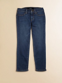 Ultra-sleek and ultra-stretchy in a slim-fitting silhouette with authentic jean-style detailing.Front button closureWaistband with belt loopsZip flyFront slash pocketsBack patch pockets58% cotton/39% polyester/3% spandexMachine washImported Ultra-sleek and ultra-stretchy in a slim-fitting silhouette with authentic jean-style detailing.Front button closureWaistband with belt loopsZip flyFront slash pocketsBack patch pockets58% cotton/39% polyester/3% spandexMachine washImported