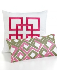 Sophisticated embroidery in a statement-making color palette is the focal point of this Tiger Leaf decorative pillow from Trina Turk. Zipper closure. Sophisticated embroidery in a statement-making color palette is the focal point of this Tiger Leaf decorative pillow from Trina Turk. Zipper closure.