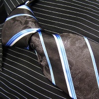 Brand New B. Boss Black White Blue Paisleys Silk Mens Neck Tie Zl1104 Brand New B. Boss Black White Blue Paisleys Silk Mens Neck Tie Zl1104