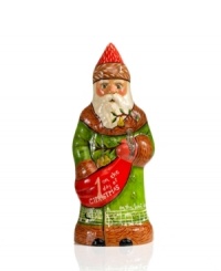 A tribute to the classic Christmas carol The Twelve Days of Christmas, this unique figurine depicts Santa Claus hand-painted with music notes and the phrase: on the first day of Christmas. From Vaillancourt. A tribute to the classic Christmas carol The Twelve Days of Christmas, this unique figurine depicts Santa Claus hand-painted with music notes and the phrase: on the first day of Christmas. From Vaillancourt.