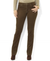 Rendered in luxuriously smooth stretch corduroy, Lauren Ralph Lauren's classic straightleg pant exudes iconic style. Rendered in luxuriously smooth stretch corduroy, Lauren Ralph Lauren's classic straightleg pant exudes iconic style.