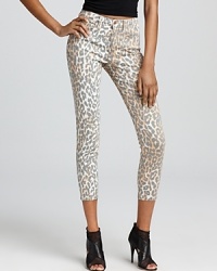 A trend-right leopard print lends an exotic edge to these Joe's Jeans skinny jeans. A trend-right leopard print lends an exotic edge to these Joe's Jeans skinny jeans.