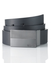 With a statement plaque buckle, this Kenneth Cole Reaction belt is the right finishing touch on any outfit. With a statement plaque buckle, this Kenneth Cole Reaction belt is the right finishing touch on any outfit.