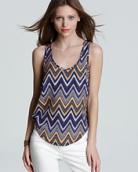 A zigzag pattern of vivid color enlivens this Vintage Havana tank for bold new-season style. A zigzag pattern of vivid color enlivens this Vintage Havana tank for bold new-season style.