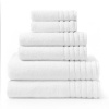 Super Zero Twist 6 piece towel set White by Cotton Craft - 7 Star Hotel Collection Beyond Luxury Softer than a Cloud - Each set contains 2 Oversized Bath Towels 30x54, 2 Hand Towels 16x30, 2 Wash Cloths 13x13 - Other colors - Ivory, Basil Green, Tea Rose,