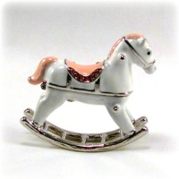 White Rocking Horse Figurine Box Swarovski Crystals Keepsake Box, Trinket, Pill, Jewelry Box White Rocking Horse Figurine Box Swarovski Crystals Keepsake Box, Trinket, Pill, Jewelry Box