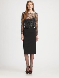 EXCLUSIVELY AT SAKS. A matching jewel-buckle belt elevates this finespun wool pencil silhouette.High waist with belt loopsIncluded belt with jeweled buckleConcealed side zipAbout 27 long96% wool/4% elastaneDry cleanImported of Italian fabricModel shown is 5'9½ (176cm) wearing US size 4. EXCLUSIVELY AT SAKS. A matching jewel-buckle belt elevates this finespun wool pencil silhouette.High waist with belt loopsIncluded belt with jeweled buckleConcealed side zipAbout 27 long96% wool/4% elastaneDry cleanImported of Italian fabricModel shown is 5'9½ (176cm) wearing US size 4.