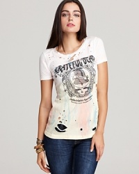 A vintage-inspired Grateful Dead graphic emboldens this rocker-cool CHASER tee. Vibrant tie-dye and tough-chic holes add extra edge. A vintage-inspired Grateful Dead graphic emboldens this rocker-cool CHASER tee. Vibrant tie-dye and tough-chic holes add extra edge.
