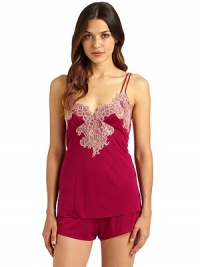 THE LOOKAdjustable twin shoulder strapsRomantic lace appliques on the cups and center bodiceV-neckElastic waist sleep shortsTHE FITCamisole: about 26 from shoulder to hemShorts: Rise, about 9; inseam, about 2THE MATERIALPolyester/rayonCARE & ORIGINMachine washImportedModel shown is 5'9 (175cm) wearing US size Small. THE LOOKAdjustable twin shoulder strapsRomantic lace appliques on the cups and center bodiceV-neckElastic waist sleep shortsTHE FITCamisole: about 26 from shoulder to hemShorts: Rise, about 9; inseam, about 2THE MATERIALPolyester/rayonCARE & ORIGINMachine washImportedModel shown is 5'9 (175cm) wearing US size Small.
