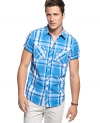 Get set for warm weather style with this plaid shirt from INC International Concepts. Get set for warm weather style with this plaid shirt from INC International Concepts.