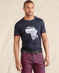 Stand up. Show your love for this vibrant continent with the bold graphic on this t-shirt from Tommy Hilfiger. Part of the Millennium Promise Collection, which showcases clothing either made in Africa or with cotton sourced from local growers. Stand up. Show your love for this vibrant continent with the bold graphic on this t-shirt from Tommy Hilfiger. Part of the Millennium Promise Collection, which showcases clothing either made in Africa or with cotton sourced from local growers.