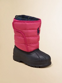 Essential snow boots with a durable, waterproof rubber foot and a solid channel-quilted nylon shaft features a removable, warm plaid sock.Grip-tape closureNylon upperFleece liningRubber solePadded insoleImported Essential snow boots with a durable, waterproof rubber foot and a solid channel-quilted nylon shaft features a removable, warm plaid sock.Grip-tape closureNylon upperFleece liningRubber solePadded insoleImported