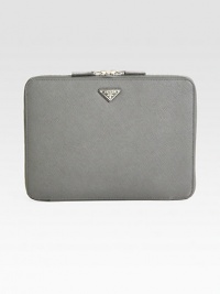 This sleek, compact case of signature etched leather is crafted with inner padding to keep your iPad® secure.Accommodates all iPad® models Zip-around closure Enamel triangle logo Polished steel hardware One inside open pocket Nappa leather lining 10¼ x 8H x ¾D Made in Italy This sleek, compact case of signature etched leather is crafted with inner padding to keep your iPad® secure.Accommodates all iPad® models Zip-around closure Enamel triangle logo Polished steel hardware One inside open pocket Nappa leather lining 10¼ x 8H x ¾D Made in Italy