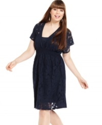 Land a flirty look with Eyeshadow's short sleeve plus size dress, crafted from romantic lace-- it's a must-get this season! Land a flirty look with Eyeshadow's short sleeve plus size dress, crafted from romantic lace-- it's a must-get this season!