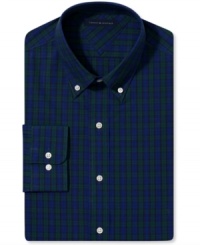 Plaid makes a power play with this handsome dress shirt from Tommy Hilfiger. Plaid makes a power play with this handsome dress shirt from Tommy Hilfiger.