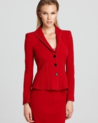 Embolden your office repertoire with the colorful projection of this Armani Collezioni jacket, endlessly chic with its coordinating suit separates. Embolden your office repertoire with the colorful projection of this Armani Collezioni jacket, endlessly chic with its coordinating suit separates.