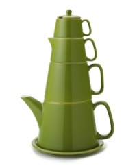 Take it from the top. From sugar bowl to saucer, this tea set brings something new to the tradition of afternoon tea with all the essentials towering over your table in simple, olive-green porcelain. From Classic Coffee & Tea drinkware. Take it from the top. From sugar bowl to saucer, this tea set brings something new to the tradition of afternoon tea with all the essentials towering over your table in simple, olive-green porcelain. From Classic Coffee & Tea drinkware.