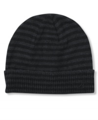 Nautica makes waves by updating the classic watch cap with subtle all-over stripes. Nautica makes waves by updating the classic watch cap with subtle all-over stripes.
