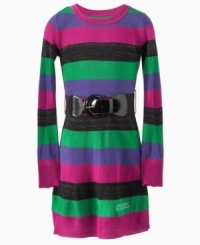 Get sweet style with this pretty striped sweater dress from Guess featuring her favorite colors. Get sweet style with this pretty striped sweater dress from Guess featuring her favorite colors.