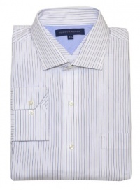 Tommy Hilfiger Men Striped Long Sleeve Dress Shirt (16(34-35), White/purple/navy)