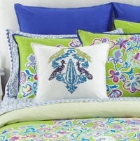 Tommy Hilfiger Home 18 Folklore Square Decorative Pillow White Peacock Green Tommy Hilfiger Home 18 Folklore Square Decorative Pillow White Peacock Green