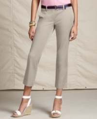 Spring forward in pants made for warmer days with these cropped must-haves from Tommy Hilfiger. The versatile slim leg makes them a great match with flats or wedges! Spring forward in pants made for warmer days with these cropped must-haves from Tommy Hilfiger. The versatile slim leg makes them a great match with flats or wedges!
