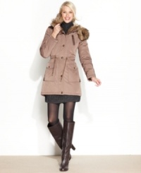 Bundle up in this chic hooded parka from Laundry. Faux-fur lining and trim keeps you snug as you brave the elements. Bundle up in this chic hooded parka from Laundry. Faux-fur lining and trim keeps you snug as you brave the elements.