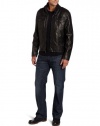 Kenneth Cole Men's Wet Faux Leather Bomber Jacket