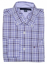Tommy Hilfiger Men Long Sleeve Logo Plaid Shirt Tommy Hilfiger Men Long Sleeve Logo Plaid Shirt