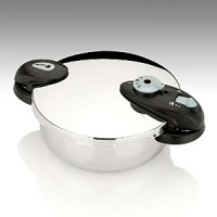 This pressure cooker is an ingenious, energy-efficient alternative to traditional cooking. It prepares food up 70% faster while retaining up to 50% more vitamins and minerals. Constructed from durable, high-gloss 18/10 stainless steel with short handles for easy storage. Manufacturer's 10-year warranty.