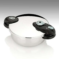 This pressure cooker is an ingenious, energy-efficient alternative to traditional cooking. It prepares food up 70% faster while retaining up to 50% more vitamins and minerals. Constructed from durable, high-gloss 18/10 stainless steel with short handles for easy storage. Manufacturer's 10-year warranty. This pressure cooker is an ingenious, energy-efficient alternative to traditional cooking. It prepares food up 70% faster while retaining up to 50% more vitamins and minerals. Constructed from durable, high-gloss 18/10 stainless steel with short handles for easy storage. Manufacturer's 10-year warranty.