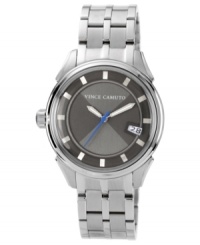 Masculine watch styling with gunmetal tones, by Vince Camuto. Masculine watch styling with gunmetal tones, by Vince Camuto.