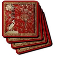 Beverly Turner Photography Crane and Lantern Happy Chinese New Year in Chine Coaster, Soft, Set of 8 Beverly Turner Photography Crane and Lantern Happy Chinese New Year in Chine Coaster, Soft, Set of 8