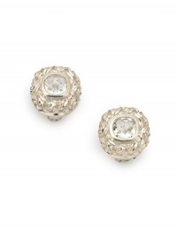 THE LOOKBasketweave collectionBasketweave designWhite topaz accentSterling silver settingOmega closureTHE MEASUREMENTLength, about .75ORIGINMade in USA THE LOOKBasketweave collectionBasketweave designWhite topaz accentSterling silver settingOmega closureTHE MEASUREMENTLength, about .75ORIGINMade in USA