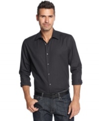 Paired with jeans or dress pants, this striped shirt from Perry Ellis lends polish to any outfit. Paired with jeans or dress pants, this striped shirt from Perry Ellis lends polish to any outfit.