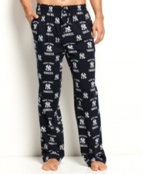 For the 24/7 fan who only sleeps so he can dream of more baseball: Comfy jersey pajama pants from College Concepts patterned with your favorite MLB logo. For the 24/7 fan who only sleeps so he can dream of more baseball: Comfy jersey pajama pants from College Concepts patterned with your favorite MLB logo.