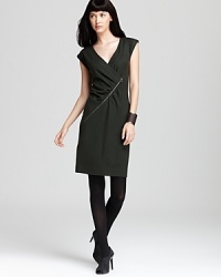 A bold diagonally-cut zipper lends modern edge to this chic MARC BY MARC JACOBS dress, rendered in pure wool--strategically-placed pleats flatter your curves and add greater definition. A bold diagonally-cut zipper lends modern edge to this chic MARC BY MARC JACOBS dress, rendered in pure wool--strategically-placed pleats flatter your curves and add greater definition.