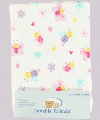 Luvable Friends Fitted Crib Sheet, Garden