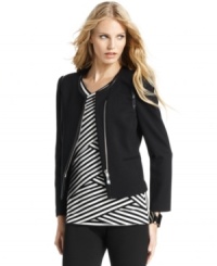 Faux-leather trim and an oversized zipper make this Vince Camuto jacket industrial-chic. (Clearance) Faux-leather trim and an oversized zipper make this Vince Camuto jacket industrial-chic. (Clearance)