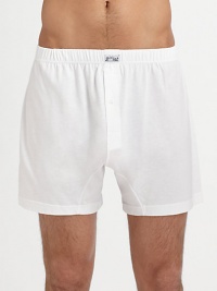 White pima cotton boxer with elastic waistband. Also in black.Machine washImported White pima cotton boxer with elastic waistband. Also in black.Machine washImported