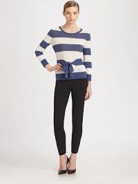 Soft knit jersey in a slim, ultra-flattering silhouette.Self waistbandFront and back seamsConcealed side zipInseam, about 2886% rayon/9% polyester/5% other fibersDry cleanMade in Italy of imported fabricModel shown is 5'9 (175cm) wearing US size 4. Soft knit jersey in a slim, ultra-flattering silhouette.Self waistbandFront and back seamsConcealed side zipInseam, about 2886% rayon/9% polyester/5% other fibersDry cleanMade in Italy of imported fabricModel shown is 5'9 (175cm) wearing US size 4.