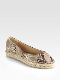 Exotic snake-print leather updates this classic espadrille with detailed stitching. Platform, 1 (25mm)Snake-print leather upperLeather liningRubber solePadded insoleMade in Spain Exotic snake-print leather updates this classic espadrille with detailed stitching. Platform, 1 (25mm)Snake-print leather upperLeather liningRubber solePadded insoleMade in Spain