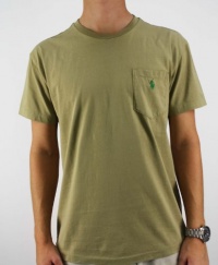 Polo Ralph Lauren Men's Small Pony Brmse Tan T-Shirt With Front Pocket Polo Ralph Lauren Men's Small Pony Brmse Tan T-Shirt With Front Pocket