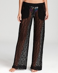 Trina Turk Boho pants are a sheer delight when covering up after a swim in the sea.